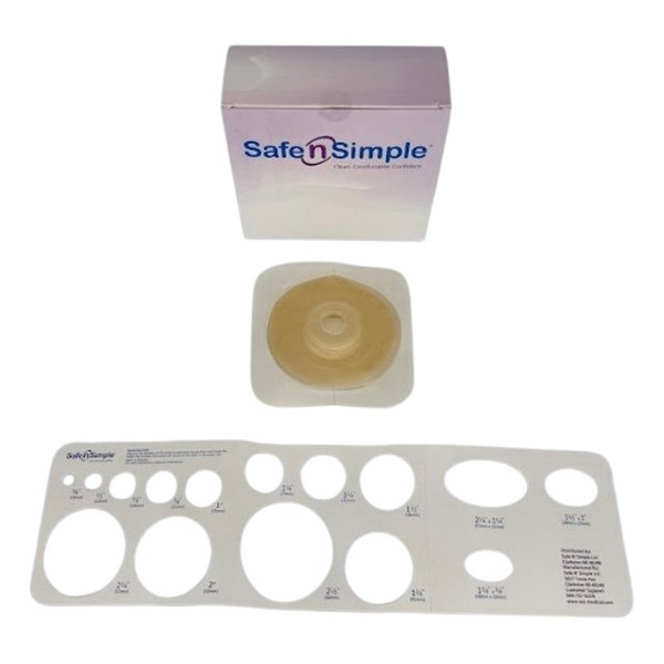 Safe N Simple - Sns7835214 - 5" X 2 - Piece Wafer, Extended Wear, Convex, With Tape Collar, Beige, 57Mm, 1/4" Flange, 1 3/8" Precut Stoma Opening