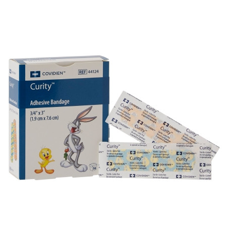Cardinal Health - Curity - 44124 - Adhesive Strip 3/4 X 3 Inch Plastic Rectangle Kid Design (Assorted Looney Tunes) Sterile