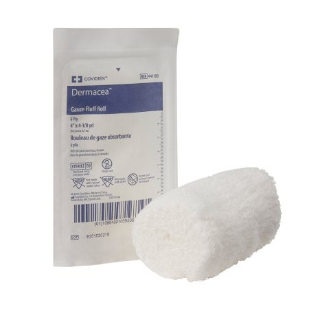 Cardinal Health - Dermacea - 441106 - Fluff Bandage Roll 4 Inch X 1/8 Yard 1 Per Pouch Sterile 6 - Ply Shape