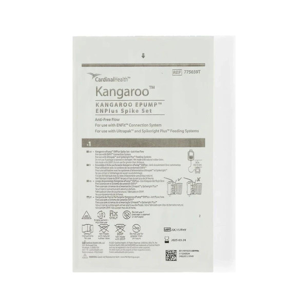 Cardinal Health - Kangaroo - 775659T - Epump Enplus Enteral Feeding Pump Safety Screw Spike Set Without Enfit Transitional Adapter Pvc Nonsterile