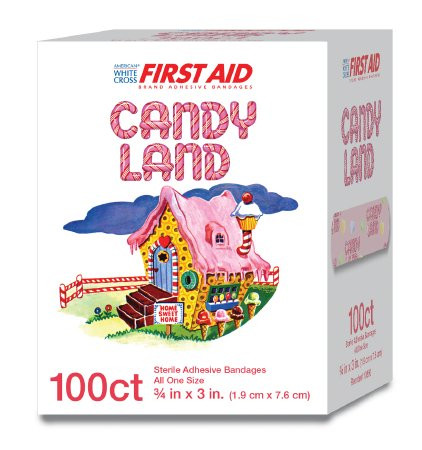 Dukal - American White Cross Stat Strip - 10850 - Adhesive 3/4 X 3 Inch Plastic Rectangle Kid Design (Candy Land) Sterile