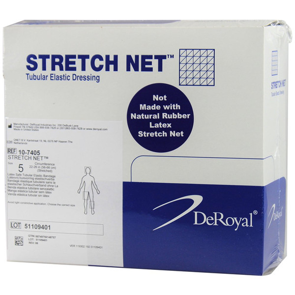 Deroyal - Stretch Net - 10-7427 - Elastic Retainer Dressing Tubular 25 Yard Size 6 White Abdomen / Thigh Shoulder Nonsterile