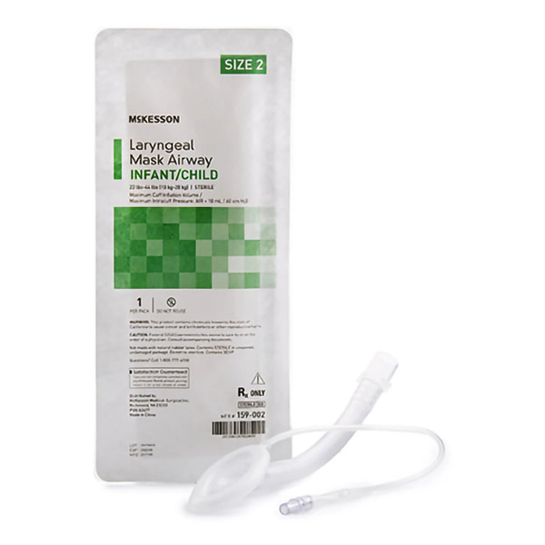 Mckesson - 159-002 - Curved Laryngeal Mask 10 Ml Cuff Size 2 Single Patient Use