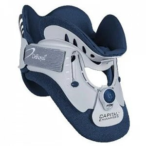 Deroyal - Capital Enhanced - 11312000 - Rigid Cervical Collar With Replacement Pads Preformed Adult One Size Fits Most Two - Piece / Trachea Opening Adjustable Height Neck Circumference