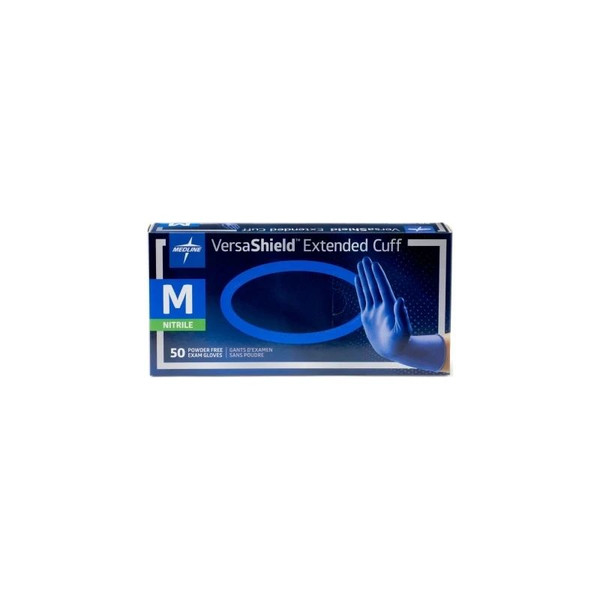 Medline - Versashield - Vs711M - Extended Cuff Powder - Free Nitrile Exam Gloves - M