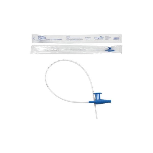 Sunset Healthcare Solutions - Trasc110Scv - Suction Catheter: Chimney Valve, Whistle Tip, Straight, Calibrated, Sterile - 10Fr