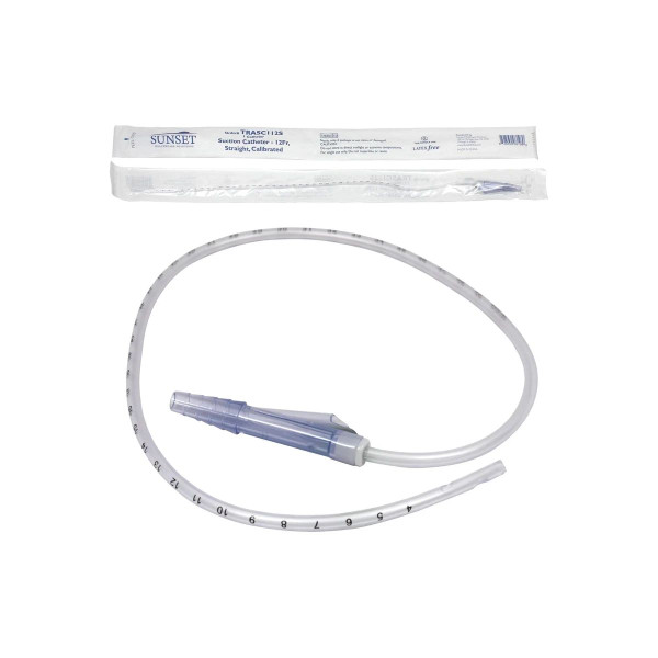 Sunset Healthcare Solutions - Trasc112Scv - Suction Catheter: Chimney Valve, Whistle Tip, Straight, Calibrated, Sterile - 12Fr