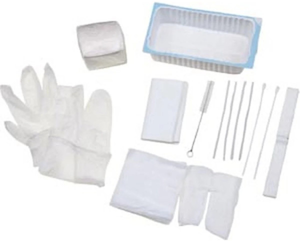 Medical Action Industries - 4120 - Deluxe Tracheostomy Care Tray & Gloves, (2) Waterproof Drapes Extra Pipe Cleaners