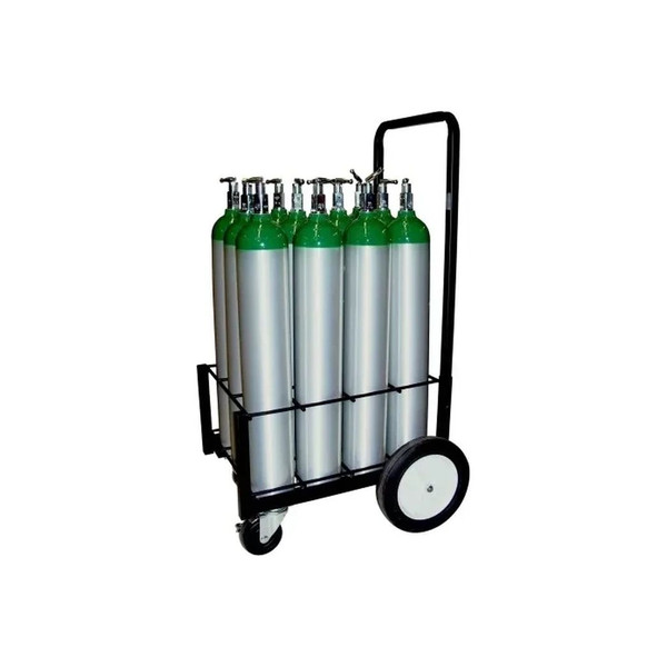 Responsive Respiratory - 150-0175 - 12 Cylinder D / E M9 Cart - Heavy Duty W/ Ru