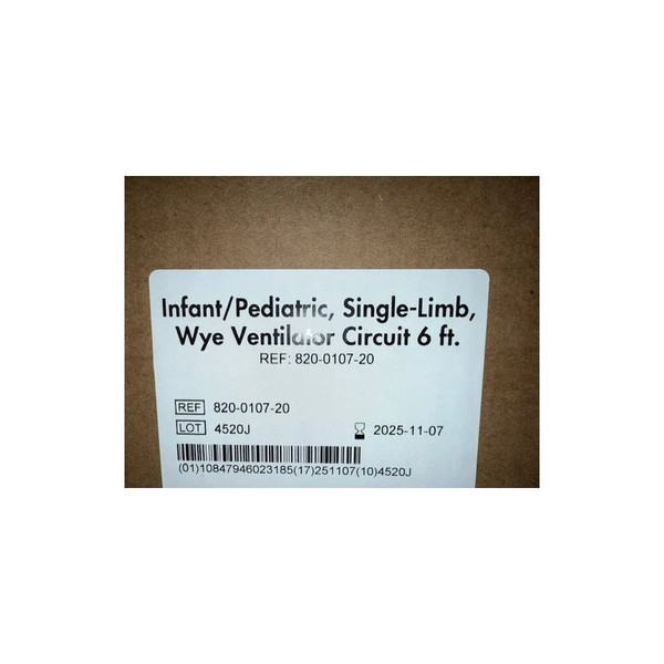 Zoll Medical - 820-0107-00 - Ventilator Circuit Corrugated Tube 72 Inch Single Limb Pediatric Without Breathing Bag Patient Use