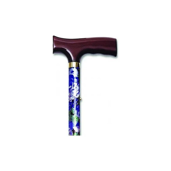 Alex Orthopedics - 10505 - Orthopedic Folding Travel Cane With Fritz Handle, Mauve Floral, 33" - 37" Adjustable Height, Aluminum And Wood, Double Cord System, 250 Lb Weight Capacity