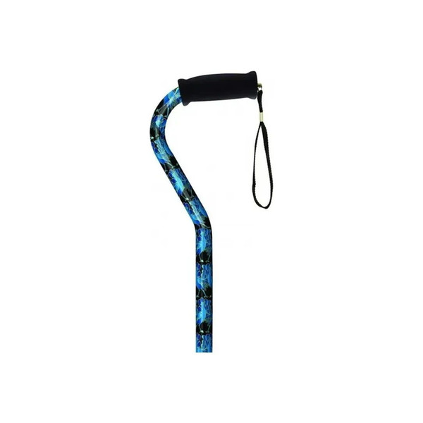Alex Orthopedics - 21163 - Orthopedic Offset Handle Cane, Blue Peacock, 31" - 40" Adjustable Height, Aluminum, Hypalon Grip, 300 Lb Weight Capacity