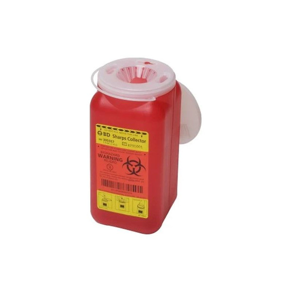 Bd Becton Dickinson - 305557 - Sharps Container Red Base 7 - 1/2 H X 3 - 3/5 W D Inch Vertical Entry 0.35 Gallon