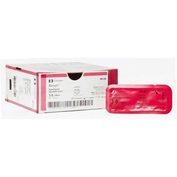 Cardinal Health - Biosyn - Sm-5679 - Absorbable Suture With Needle Polyester P - 14 3/8 Circle Precision Reverse Cutting Size 4 - 0 Monofilament
