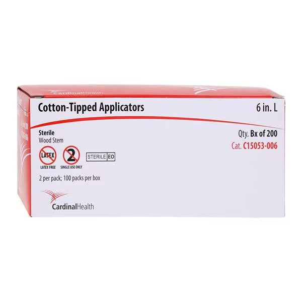 Cardinal Health - C15053-006 - Swabstick Cotton Tip Wood Shaft 6 Inch Sterile 2 Per Pack