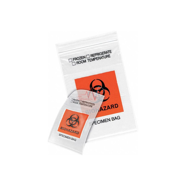 Cardinal Health - Ch6X9Bluef - Specimen Transport Bag With Document Pouch 6 X 9 Inch Zip Closure Biohazard Symbol / Storage Instructions Nonsterile