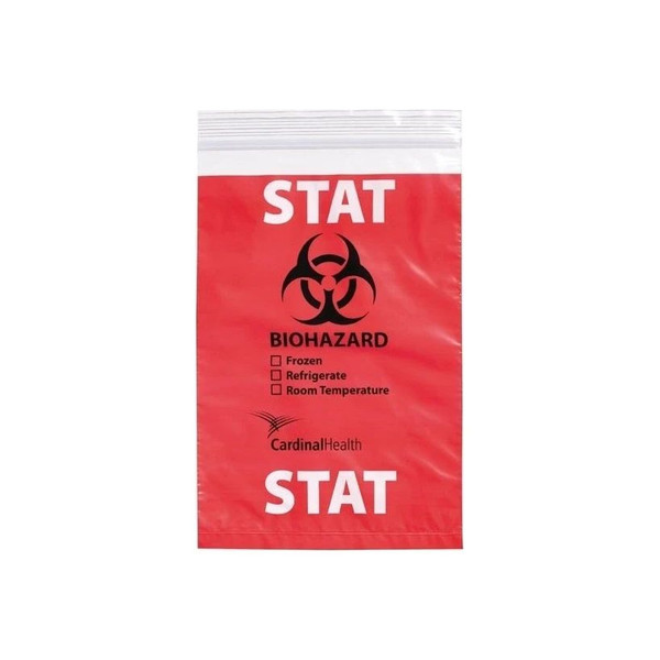 Cardinal Health - Ch6X9Statf - Specimen Transport Bag With Document Pouch 6 X 9 Inch Zip Closure Stat / Biohazard Symbol Storage Instructions Nonsterile
