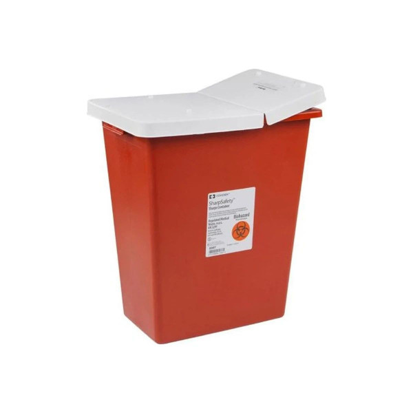 Cardinal Health - Covidien - 8933 - Container, 12 Gal, Large Volume Red, Hinged Lid, 18¾"H X 12¾"D 18¼"W
