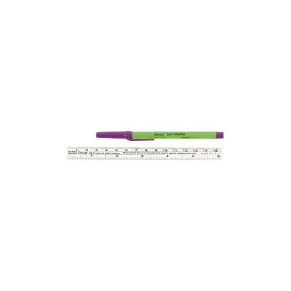 Cardinal Health - Devon - 31145942 - Surgical Skin Marker Gentian Violet Fine Tip Rule Cap Sterile