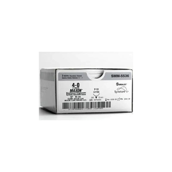 Cardinal Health - Maxon - Smm-5431 - Absorbable Suture With Needle Polyglyconate P - 11 3/8 Circle Precision Reverse Cutting Size 4 - 0 Monofilament