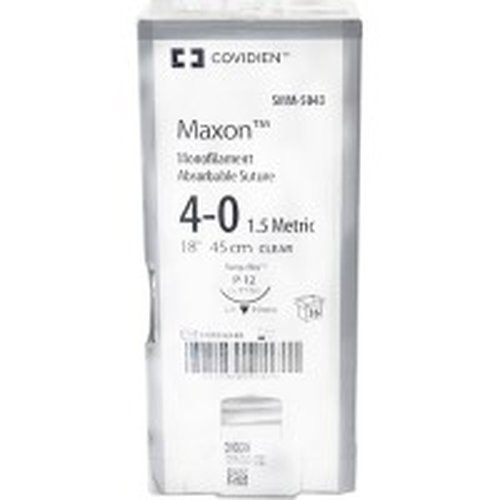 Cardinal Health - Maxon - Smm-5831 - Absorbable Suture With Needle Polyglyconate P - 24 1/2 Circle Reverse Cutting Size 4 - 0 Monofilament