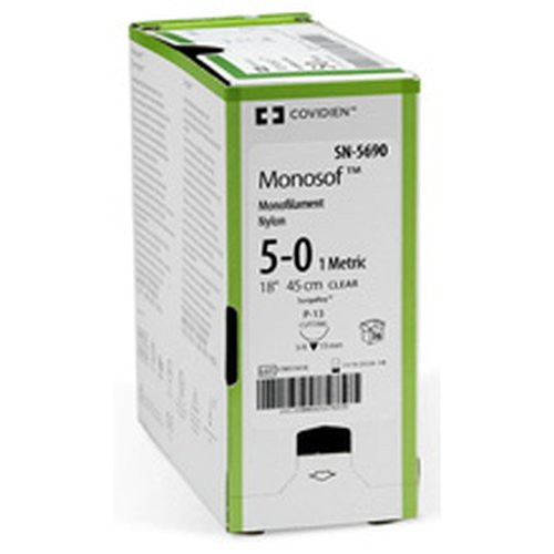 Cardinal Health - Monosof~Dermalon - Sn5668G - Nonabsorbable Suture With Needle Nylon P - 11 3/8 Circle Precision Reverse Cutting Size 5 - 0 Monofilament