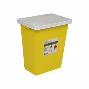 Cardinal Health - Sharpsafety - 8931Pg2 - Chemotherapy Waste Container Yellow Base 18 - 3/4 H X 12 - D 1/4 W Inch Vertical Entry Gallon