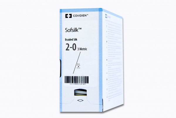 Cardinal Health - Sofsilk - Ss-623 - Nonabsorbable Suture With Needle Silk Sc - 2 Straight Conventional Cutting Size 0 Braided