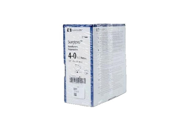 Cardinal Health - Surgipro - Sp-1644 - Nonabsorbable Suture With Needle Polypropylene Pc - 12 3/8 Circle Conventional Cutting Size 4 - 0 Monofilament
