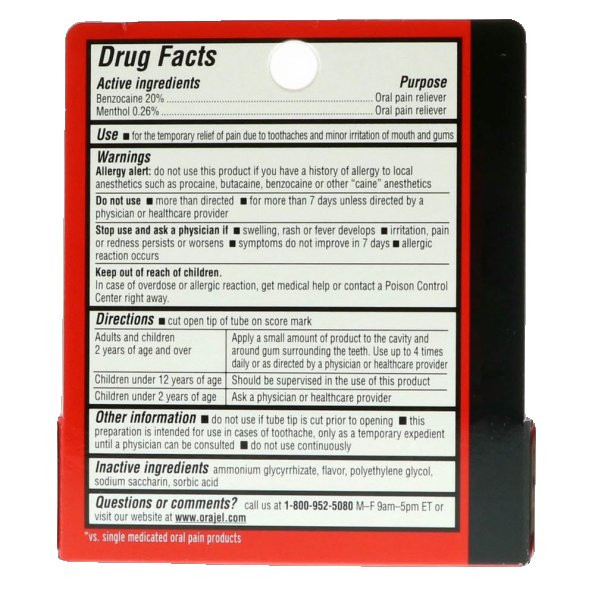 Church & Dwight - 31031043028 - Orajel, Gel Toothache 2X .25Oz