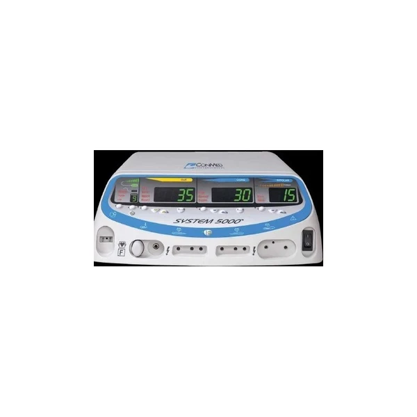 Con-Med - 60-8005-Sys - 120V Esu System - English Front Panel - 5000Tm Mobile Pedestal Upper Storage Basket Lower Monopolar Footswitch With 15Ft Cable Bipolar 10Ft