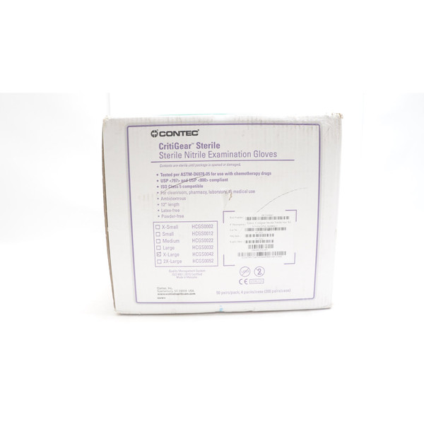 Contec - Critigear - Hcgs0042 - Cleanroom Glove X - Large Nitrile White 12 Inch Beaded Cuff Sterile