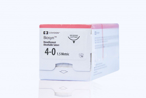 Covidien - Biosyn - Sm-691G - Absorbable Suture With Needle Polyester C - 13 3/8 Circle Reverse Cutting Size 4 - 0 Monofilament