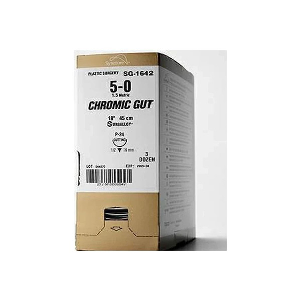 Covidien - Gg-185 - Absorbable Suture With Needle Chromic Gut Cv - 24 1/2 Circle Taper Point Size 3 - 0