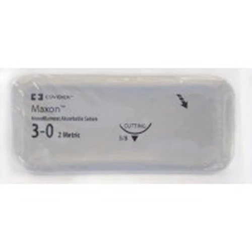 Covidien - Maxon - 8886660821 - Absorbable Suture With Needle Polyglyconate C - 13 3/8 Circle Reverse Cutting Size 5 - 0 Monofilament