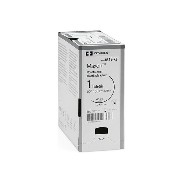 Covidien - Maxon - Gmm-634L - Absorbable Suture With Needle Polyglyconate Gs - 25 1/2 Circle Taper Point Size 0 Monofilament
