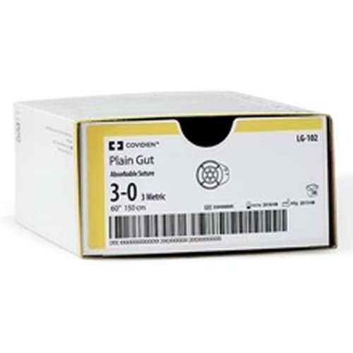 Covidien - Medtronic - G-1772-K - Absorbable Suture With Needle Plain Gut He - 3 3/8 Circle Reverse Cutting Size 5 - 0