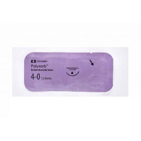 Covidien - Polysorb - Sl-1657 - Absorbable Suture With Needle Polyester Pc - 11 3/8 Circle Precision Conventional Cutting Size 4 - 0 Braided