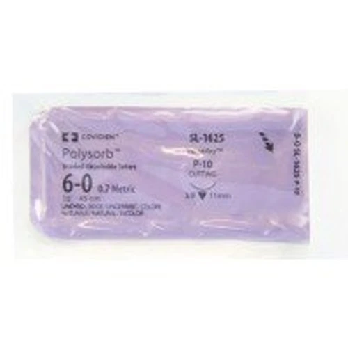 Covidien - Polysorb - Sl-171 - Absorbable Suture With Needle Polyester C - 1 3/8 Circle Reverse Cutting Size 6 - 0 Braided