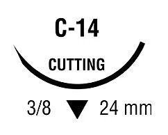 Covidien - Sg-823 - Absorbable Suture With Needle Plain Gut C - 14 3/8 Circle Reverse Cutting Size 2 - 0