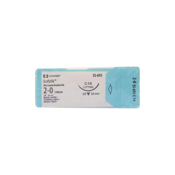 Covidien - Sofsilk - Gs46M-2 - Nonabsorbable Suture With Needle Silk Cv - 23 1/2 Circle Taper Point Size 4 - 0 Braided