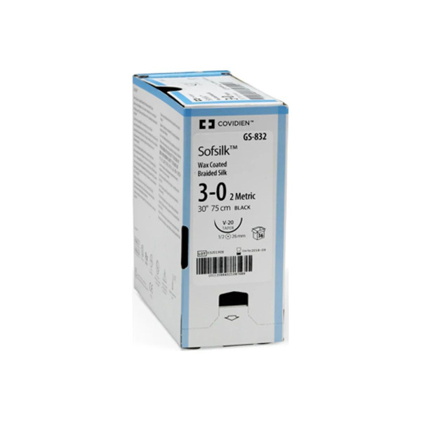 Covidien - Sofsilk - Ss-5678 - Nonabsorbable Suture With Needle Silk P - 11 3/8 Circle Precision Reverse Conventional Cutting Size 5 - 0 Braided