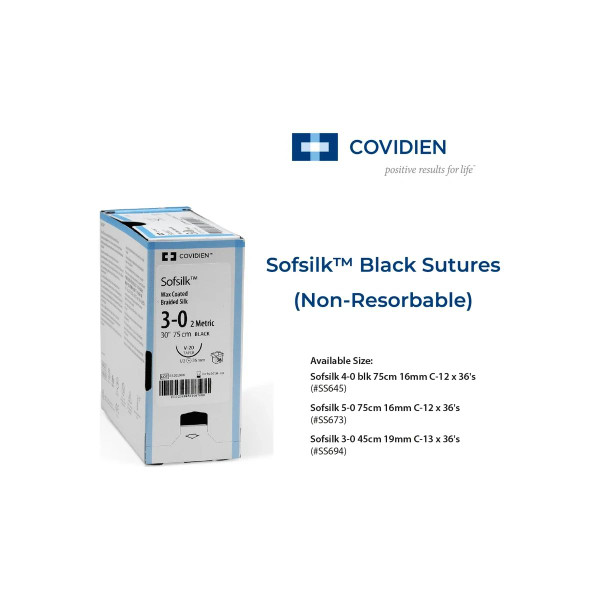 Covidien - Sofsilk - Vs882-2 - Nonabsorbable Suture With Needle Silk Cv - 15 3/8 Circle Taper Point Size 3 - 0 Braided