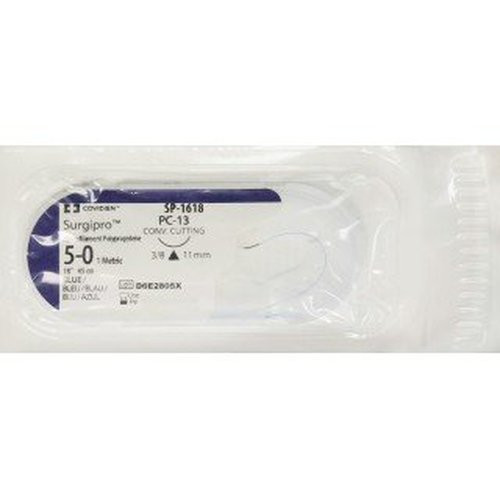 Covidien - Surgipro - Sp-1618 - Nonabsorbable Suture With Needle Polypropylene Pc - 13 3/8 Circle Conventional Cutting Size 5 - 0 Monofilament
