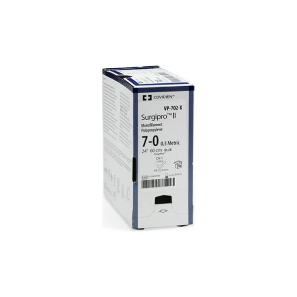 Covidien - Surgipro Ii - Vp702Mx-2 - Nonabsorbable Suture With Needle Polypropylene Cv - 1 3/8 Circle Taper Point Size 7 - 0 Monofilament