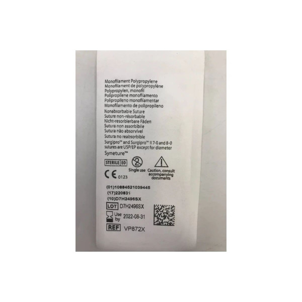 Covidien - Surgipro Ii - Vp705X-2 - Nonabsorbable Suture With Needle Polypropylene Cv - 11 3/8 Circle Taper Point Size 5 - 0 Monofilament