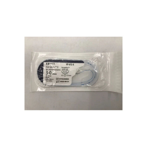 Covidien - Surgipro Ii - Vp746X-2 - Nonabsorbable Suture With Needle Polypropylene Cv - 1 3/8 Circle Taper Point Size 6 - 0 Monofilament
