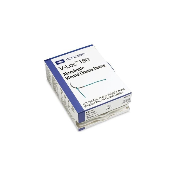 Covidien - V-Loc 180 Wound Closure Device - Vlocl0114 - Absorbable Suture With Needle Polyglyconate P - 14 3/8 Circle Precision Reverse Cutting Size 3 - 0 Barbed Monofilament