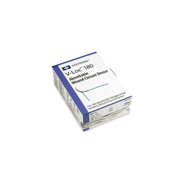 Covidien - V-Loc 180 Wound Closure Device - Vlocl0624 - Absorbable Suture With Needle Polyglyconate 20 1/2 Circle Taper Point Size 3 - 0 Barbed Monofilament