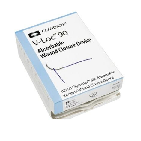 Covidien - V-Loc 180 Wound Closure Device - Vlocm0644 - 90 Absorbable Suture With Needle Polyester 20 1/2 Circle Taper Point Size 3 - 0 Barbed Monofilament